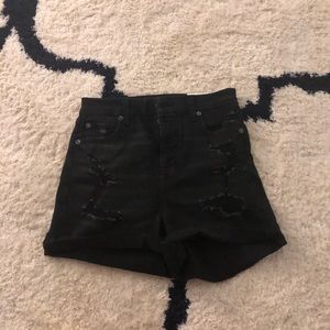 black high waisted jean shorts